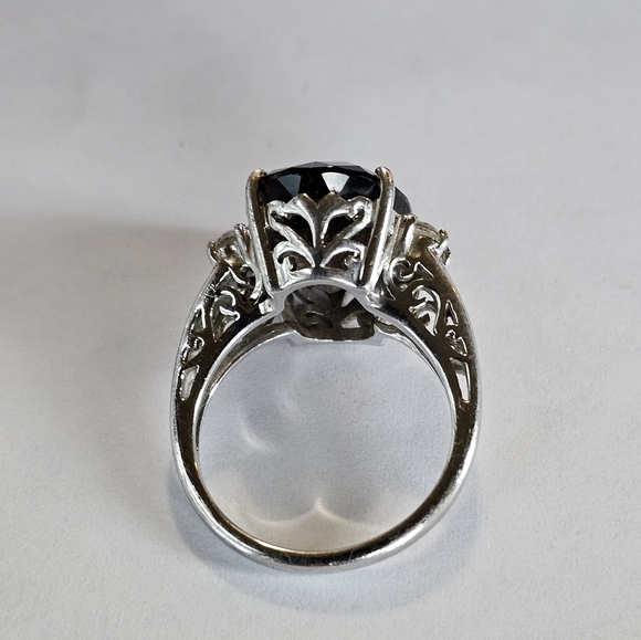 Genuine Smoky Brown Topaz & White Topaz Ring  in Sterling Silver Size 7! - Picture 5 of 7